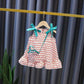 Children Dress Girls' Summer Thin Drawstring Dress Floral Printing Sleeveless Bow Ruffle Princess Dress