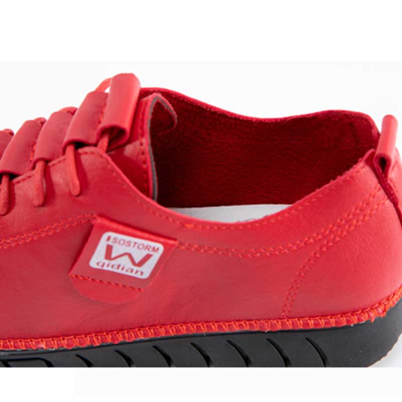 Red Single Shoes Women's Spring and Autumn Loafers Soft Bottom Non-slip Flat Leather Shoes Casual Shoes