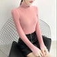 Mink Fleece Sweater Women's Solid Color Letter Embroidered Sweater Cropped Half Turtleneck Bottoming Shirt