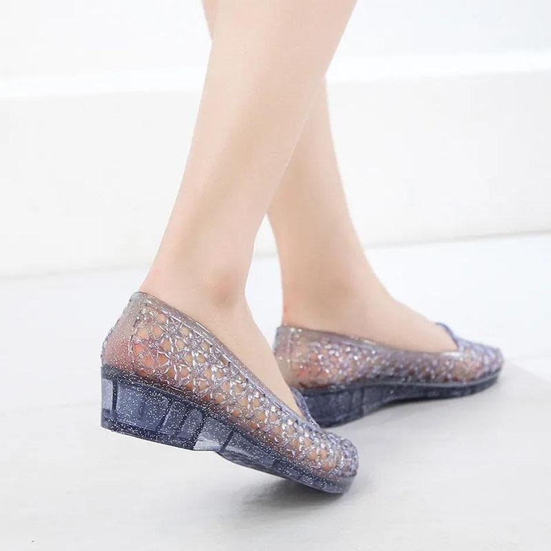 Crystal Toe Cap Sandals Women Fashion Casual Non-slip Transparent Hollow Sandals and Slippers Comfortable Net Shoes for Outer Wear In Summer