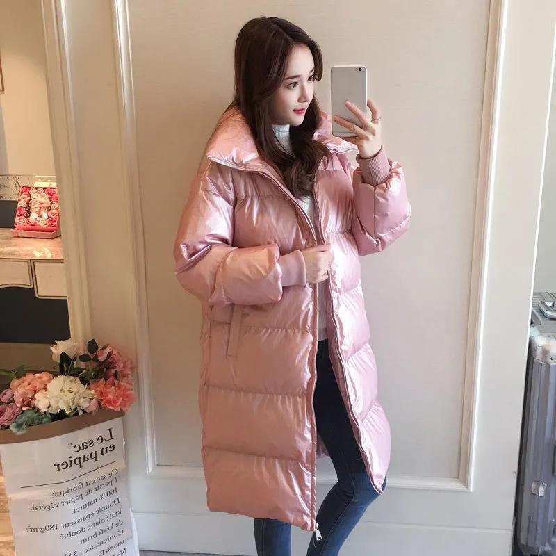 Matte Shiny White Duck Down Down Jacket Women Mid-length Korean Loose Dongdaemun Winter Jacket Women