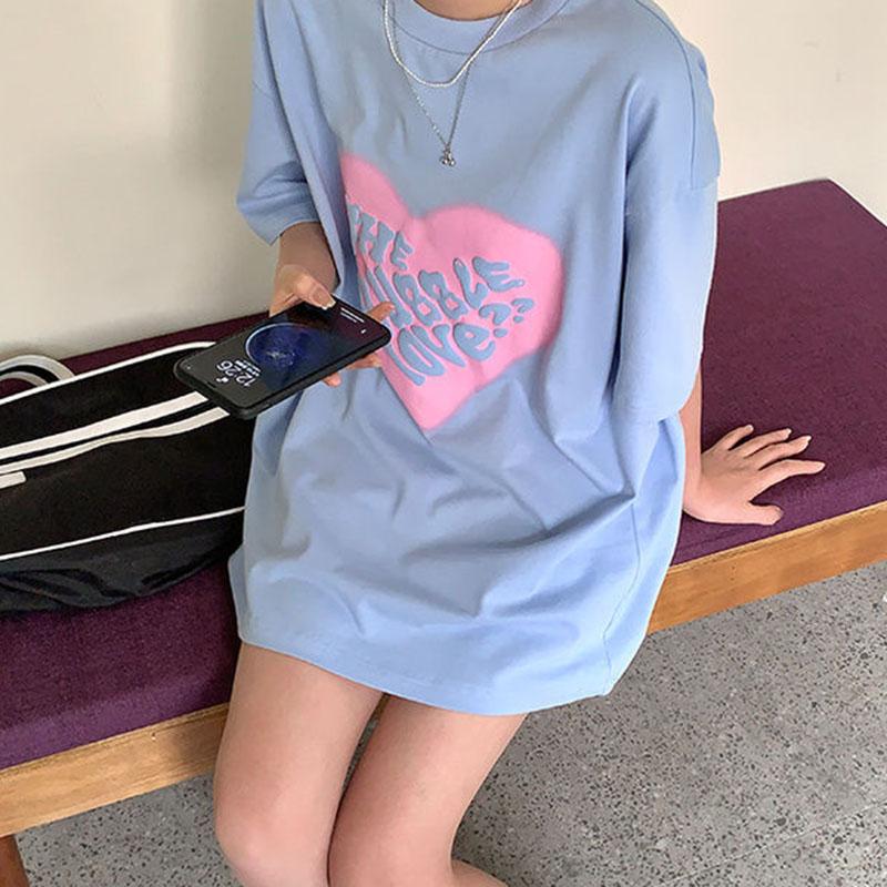 Women's Summer Versatile Printed Short Sleeve Large Size Loose Top T-Shirt