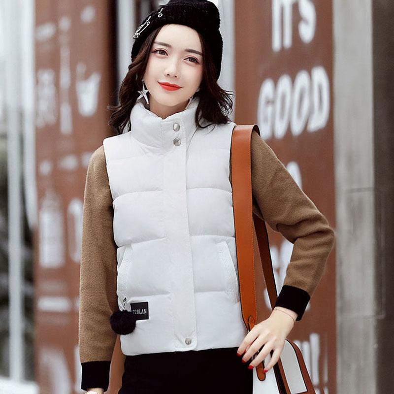 Autumn and Winter Short Stand-up Collar Down Cotton Vest Loose Large Size Solid Color Vest Thick Sleeveless Women's Jacket
