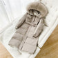 Real Fox Fur Collar Down Jacket Women Winter Thick Warm long Hooded Down Coat