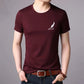 Summer Short Sleeve T-shirt Feather Print Thin Shirt Fashion Elegant Slim O-Neck Tees Casual Business Pullover Men Clothing