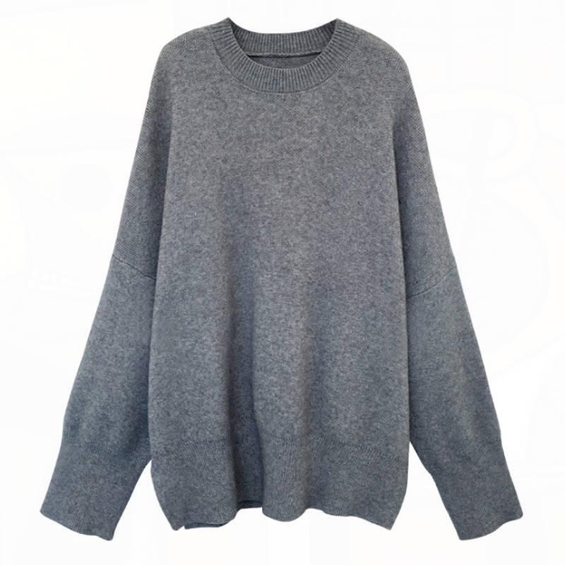 Pofulove Fairy Lazy Loose Apricot Sweater Autumn Pullover Sweater Women's Suit Wild Wearing Oversize