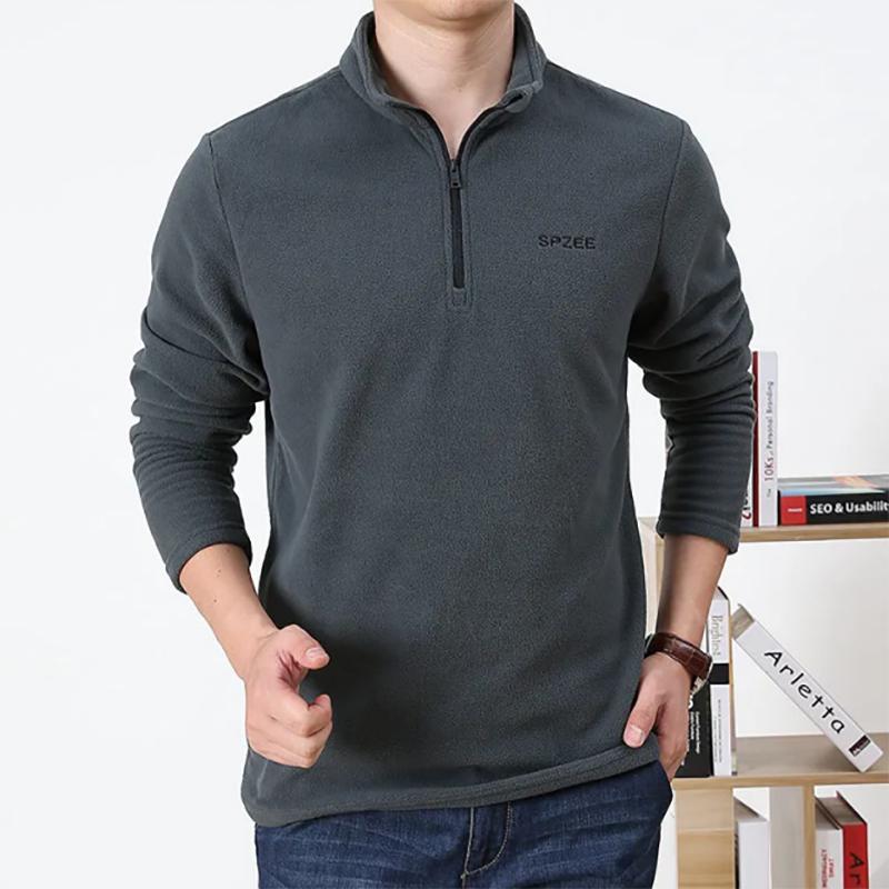Men's Autumn and Winter Sweater Outdoor Men's Long-sleeved Semi-collar Fleece Lightweight Warm Sweatshirts