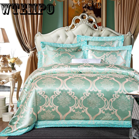 Four-piece cotton lace quilt cover sheets home bedroom bedding set European jacquard cotton