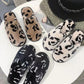 Autumn and Winter Cotton Slippers Cute Furry Cotton Slippers Leopard Print Cotton Slippers Women