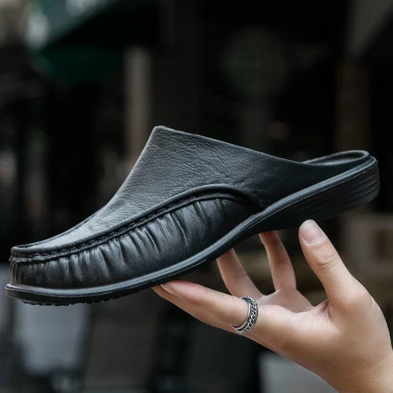 Summer Korean Version of The Trend of Non-slip Baotou Half Slippers One Pedal Lazy Shoes Large Size Sandals