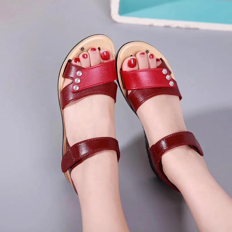 Flat Sandals Large Soft Sole Non-slip Maternity Shoes Elderly Sandals Comfortable Lightweight Simple Non-slip Plastic Shoes