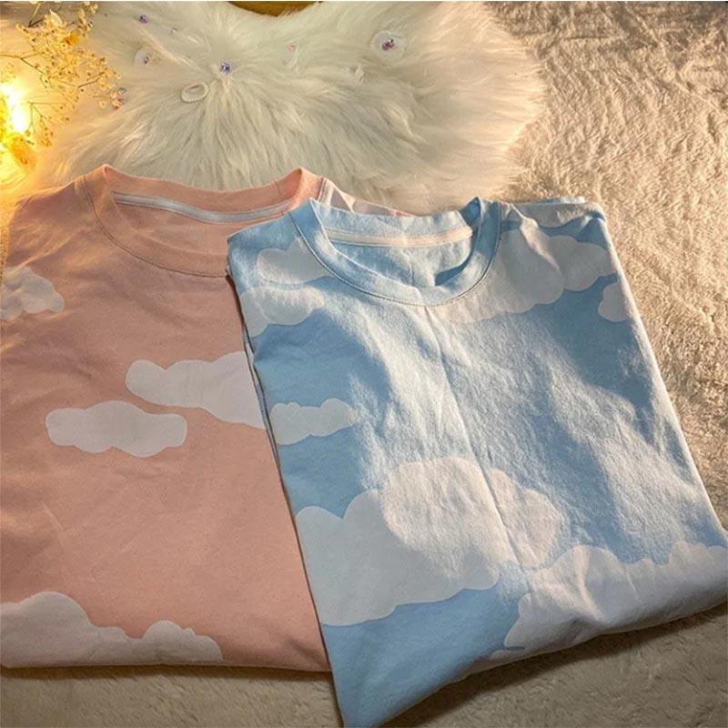 Cookie Print Short-sleeved T-shirt Loose Casual Girls Korean Version Loose Couple Short-sleeved Commuter