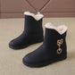 Women's Boots 2021 Winter Plush Nubuck Leather Sleeve Fashion Wedge Heel Faux Plush Warm Comfortable