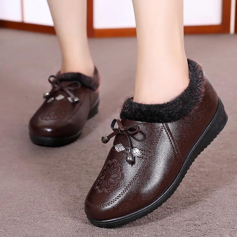 Women's Winter Cotton Shoes Plus Velvet Thick Warm Shoes Soft Bottom Non-slip Mother Shoes
