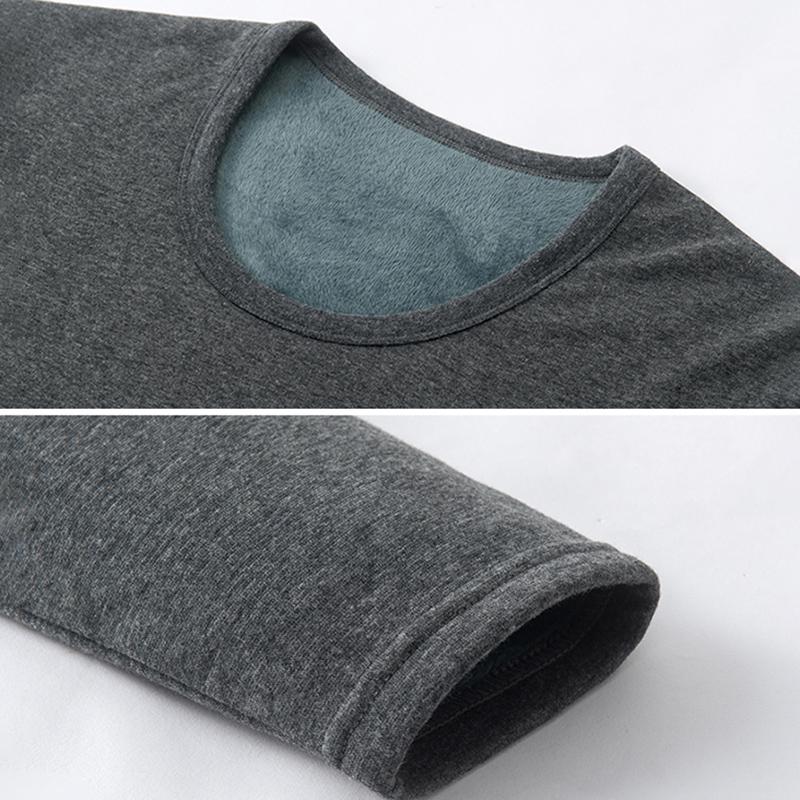 Men Winter Autumn Plus Velvet Thicken Thermal Underwear Tight Suit High Elasticity Wearable Comfortable Soft Lining O-neck Male Long Sleeve Breathable