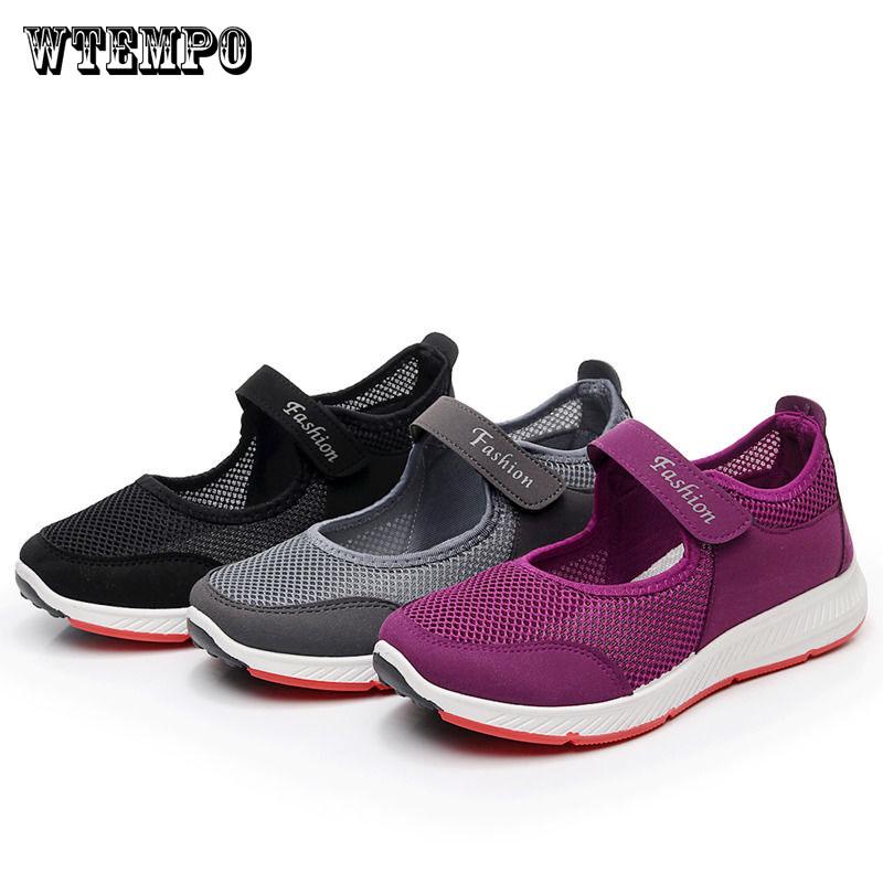Women Casual Breathable Running Sneaker Mesh Fabric Shoes Anti-Slip Fitness Shoes
