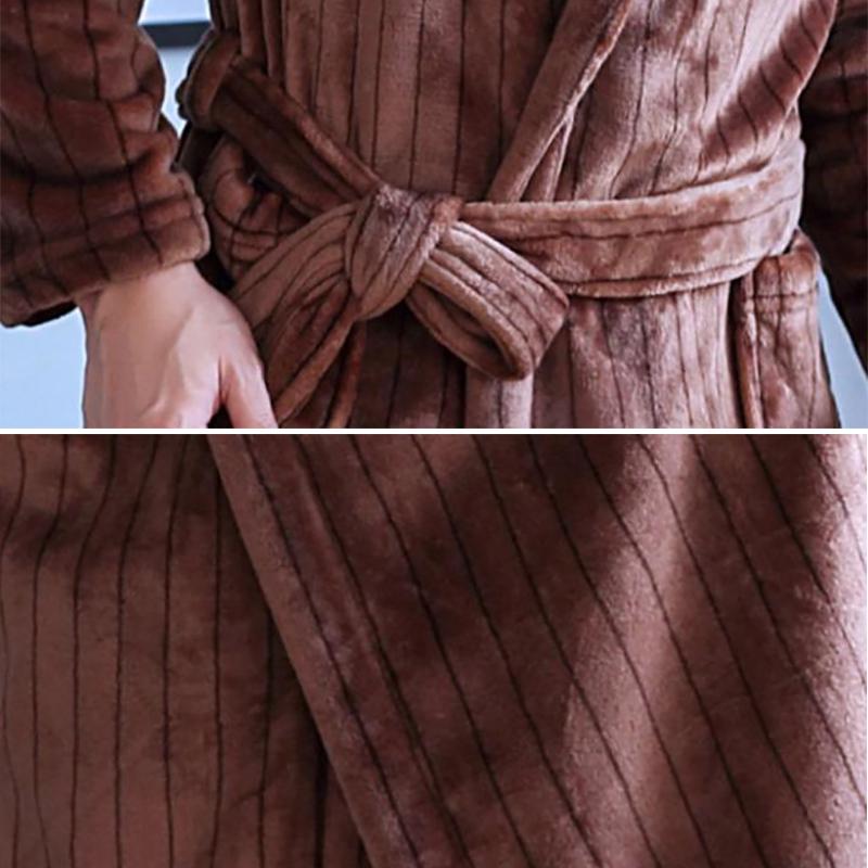 Plus Size Men Cashmere Bathrobe Long Robe Coat Shawl Bathrobe Absorbent and Quick-drying Home Clothes