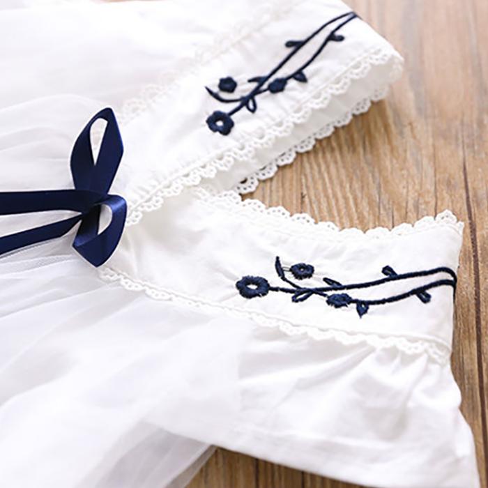 Children Dress Spring Summer Embroidery Kids Clothing  Baby Girls Clothing Solid Yarn Sleeveless Dress Girl