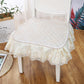 Printed Lace Edge Modern Style Non-slip Dining Chair Cushion Stool Seat Cushion with Straps Four Seasons Universal Chair Cushion
