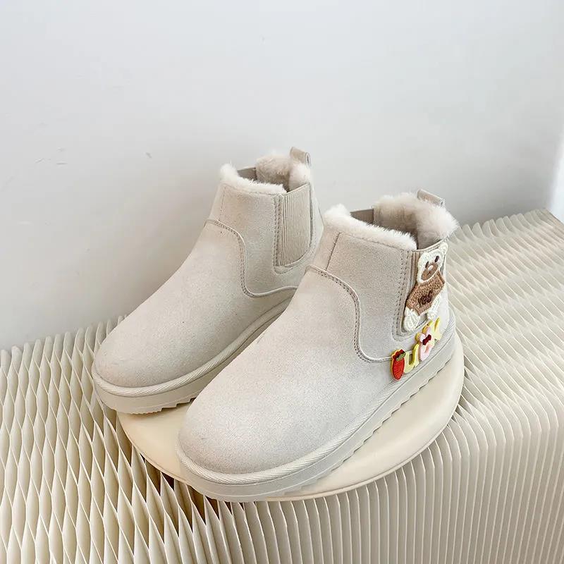 Frosted Cute Snow Cotton Boots Women Plus Velvet Thick Waterproof Winter All-match Warm Bread Cotton Shoes
