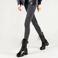 Women Boots Martin High Ankle  Leather Boots High Platform Black Leather Lace Up Thick Bottom