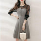 Dress Women's 2021 Spring and Autumn Waist Waist Slimming Plaid A-line Dress