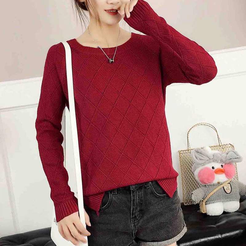 Women Low Collar Long Sleeve Warm Pullover Sweater Office Thick Knitted Bottoming Shirt Top