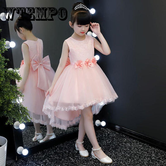 Girls Sleeveless Princess Dress with Flower for Children Clothes Kids Wedding Party Birthday Dresses