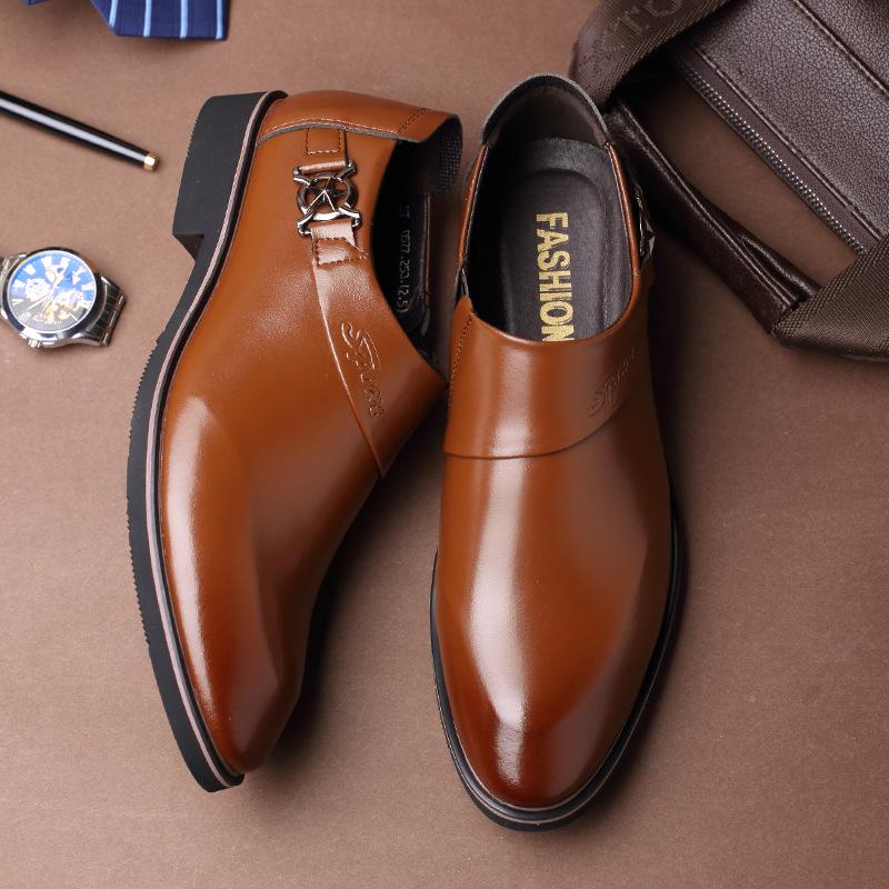 Pair of Shoes Men's Leather Business Casual Pointed Toe Shoes Wedding Shoes