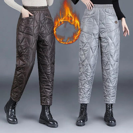 Winter Wear Thick Warm Down Cotton Trousers Middle-aged and Elderly Women's High-waist Outer Wear Trousers