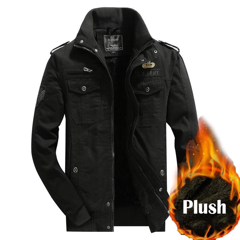 Bomber Casual Jacket Men Autumn Outerwear Sportswear Winter Thick Plush Mens Jackets Coats M-5XL 6XL