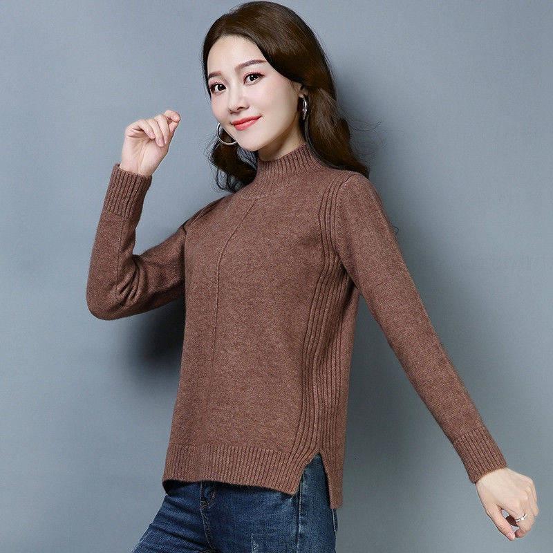 Sweater Women Autumn Winter Loose Casual Solid Color Sweater Long-sleeved Knitwear Women Short Sweater