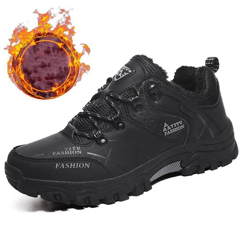 Plus Size Winter Men's Shoes Casual Sports Shoes Plush Warm Cotton Shoes Men's Travel Anti-skid Shoes Wear-resistant Mountaineering Shoes