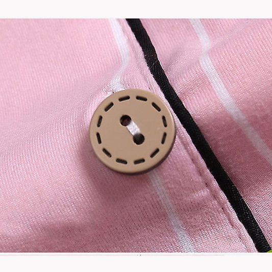 Women's Autumn Long-sleeved Pajamas Set Plus Size Loose Breathable Homewear Suit Lapel Pants Two-piece Set