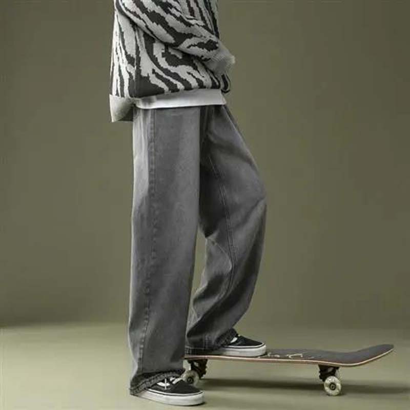 Jeans Men's Straight Loose Loose Spring Trend Wild Drape Wide-leg Pants