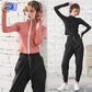 Women's Quick Dry Yoga Clothes Gym Running Sports Suit Short Long Sleeve Cardigan Zipper Top Jacket Loose Wide Leg Pants Suit Fitness Suit