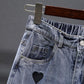 Women's Spring and Autumn Large Size High Waist Jeans Solid Color Loose Straight Casual Harem Pants