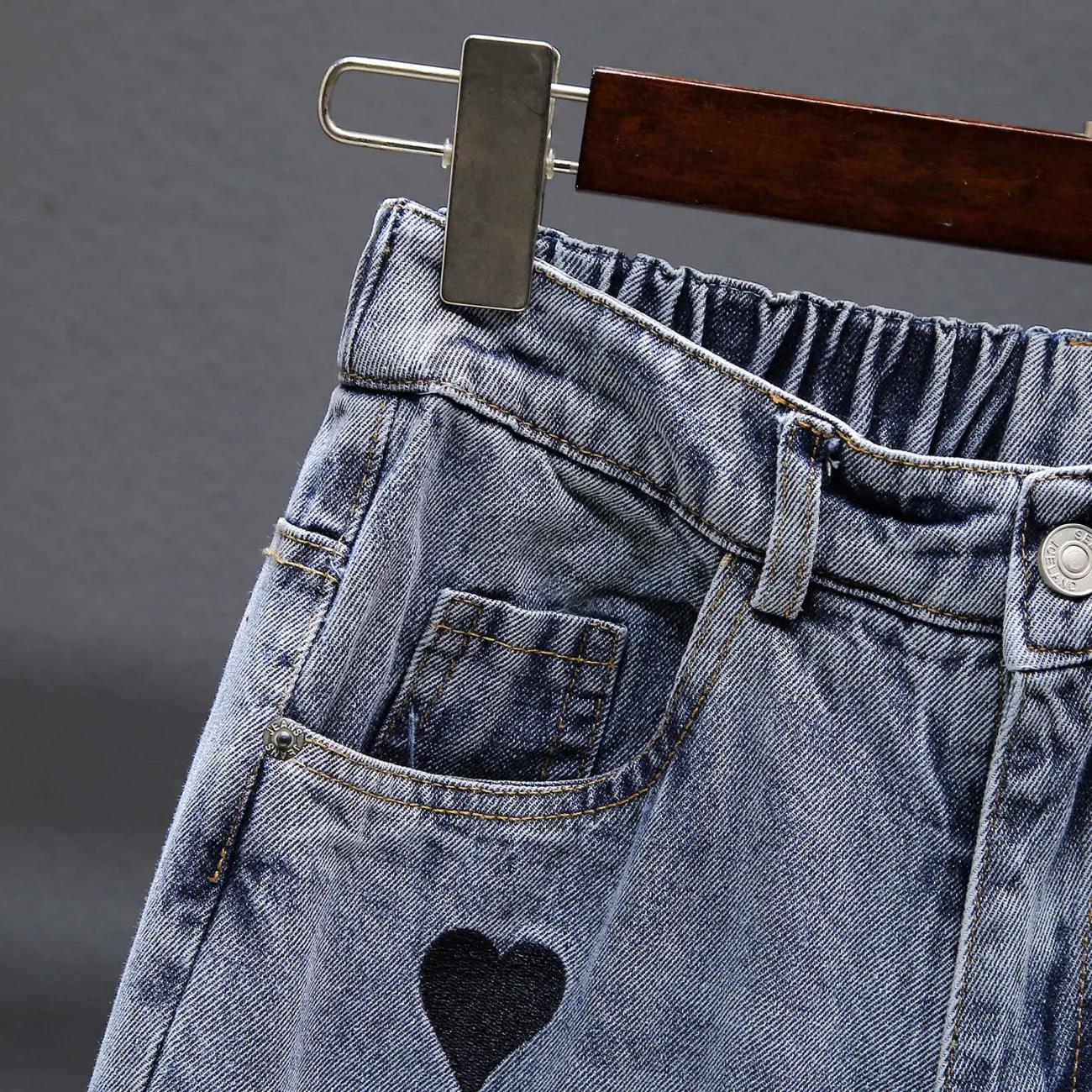 Women's Spring and Autumn Large Size High Waist Jeans Solid Color Loose Straight Casual Harem Pants
