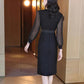 Chiffon Dress Mid Length Ladies Loose Large Size Long Sleeve V-Neck Skirt