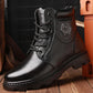 Winter Men's Martin Boots Plus Velvet Warm Snow Boots Genuine Leather Wool Inner Military Boots
