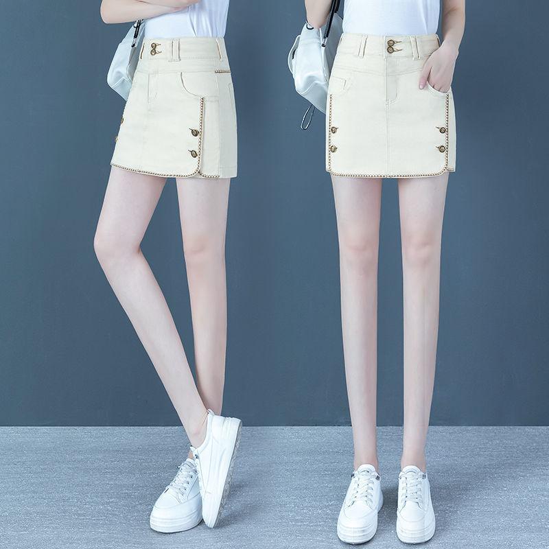 WTEMPO High Waist Denim Shorts Women Loose Elastic Plus Size Button Zipper Casual Shorts