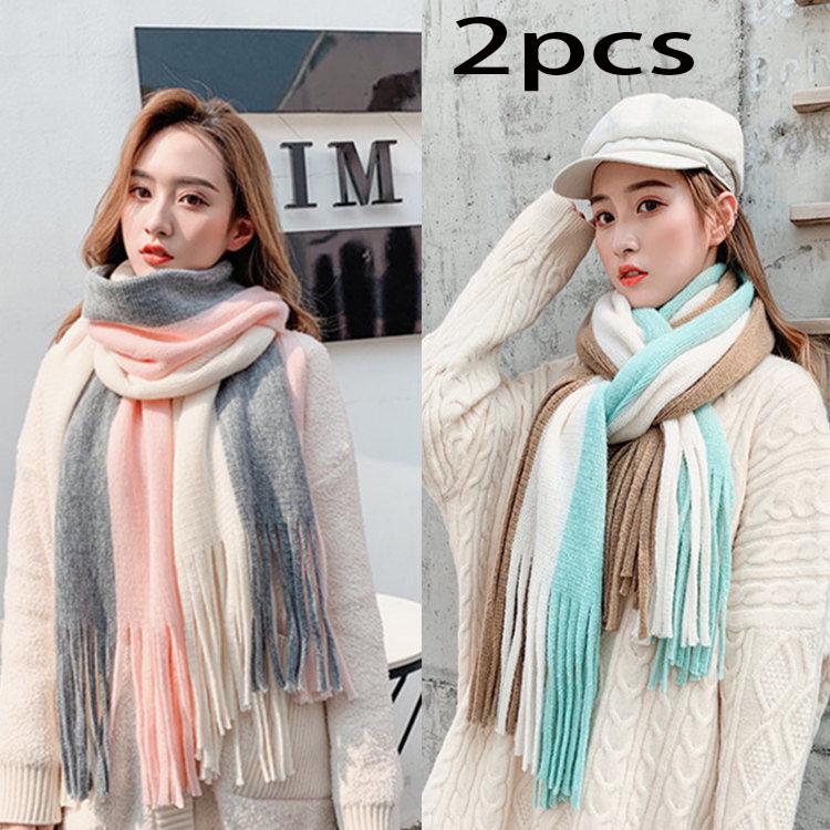 Christmas gift Woman 2pcs Wild Shawl scarf Long section scarf Birthday present Winter warm scarf