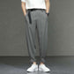 Ice Silk Pants Men's Loose Summer Thin Waisted Casual Pants Drape Stretch Men's Nine-point Small Suit Pants