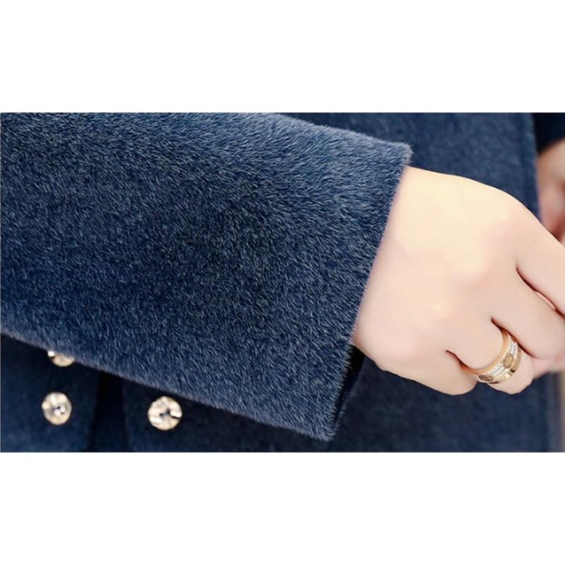 Women's Velvet Coat Mid-length Autumn and Winter Warm Woolen Coat Classic V Neck Slim Fit Coat Casual Padded Solid Soft High Quality Coats Large Size