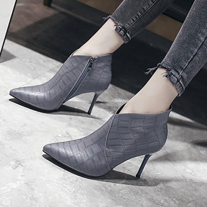 Genuine Leather Boots Women Shoes Platform High Heel Boots Leather Ankle Boots Sexy Female Footwear
