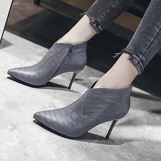 Genuine Leather Boots Women Shoes Platform High Heel Boots Leather Ankle Boots Sexy Female Footwear