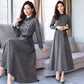 Women Vintage Front Button A-line Party Dress Long Sleeve Elegant Mini Dress Fashion Dress