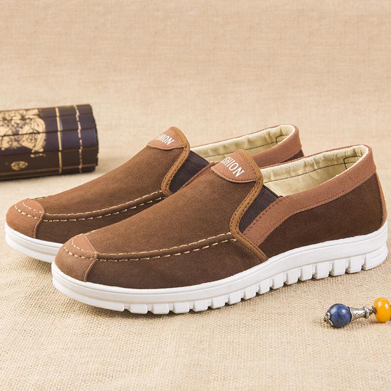 Old Beijing Cloth Shoes Men's Breathable Casual Shoes Dad Shoes Spring Soft Bottom Deodorant New One-legged Lazy Canvas Shoes