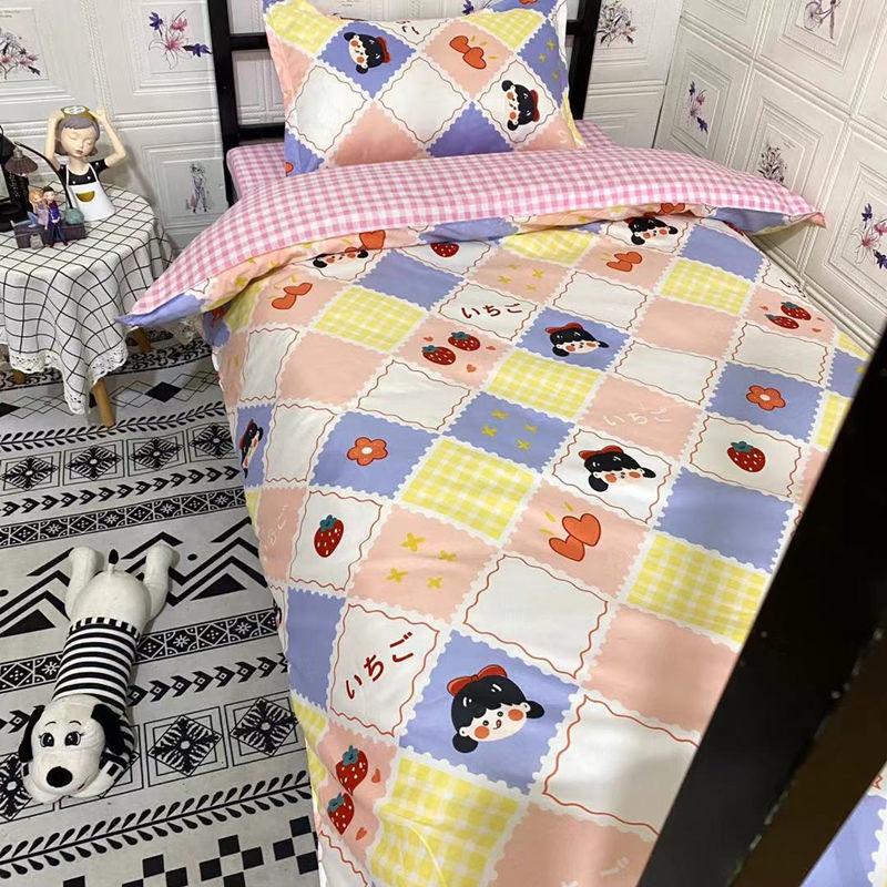 Three-piece Bed Quilt Cover Sheet Pillowcase Children's Bed Home Bedding Set Single Bed Cartoon