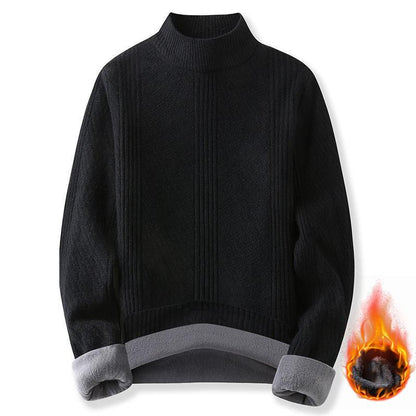 Autumn and Winter Men's Round Neck Sweater Thickened Warmth Pullover Sweater Youth Top